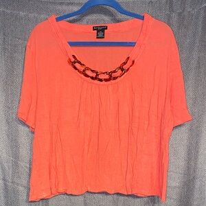 Bay Studio Coral Top with Chain Accent